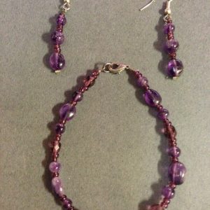 Amethyst Beaded Bracelet & Earring Set